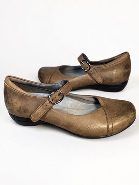 Dansko Balance Leather Mary Jane Flats Brown Buckle EU 39